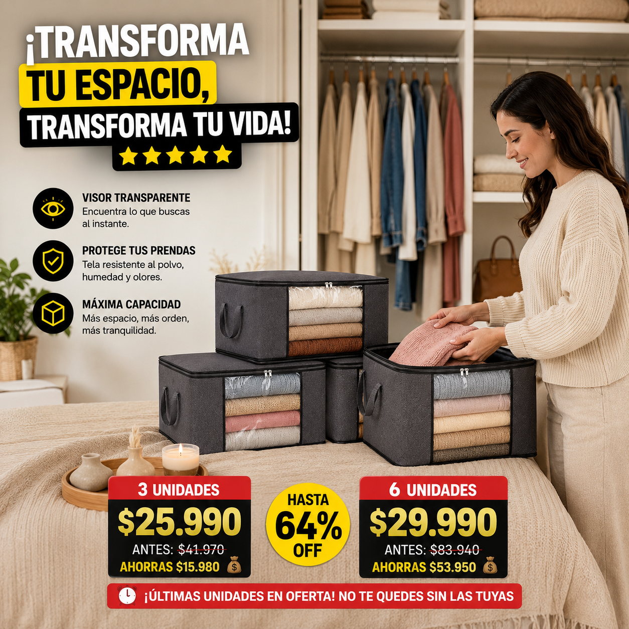 Closetia - Organizador de Ropa 3 UNIDADES